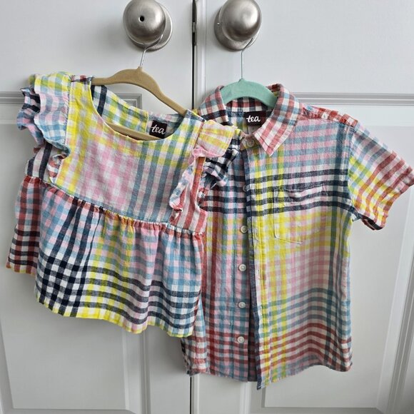 3T Tea Collection Paloma Plaid Woven Ruffle Top - Picture 5 of 5